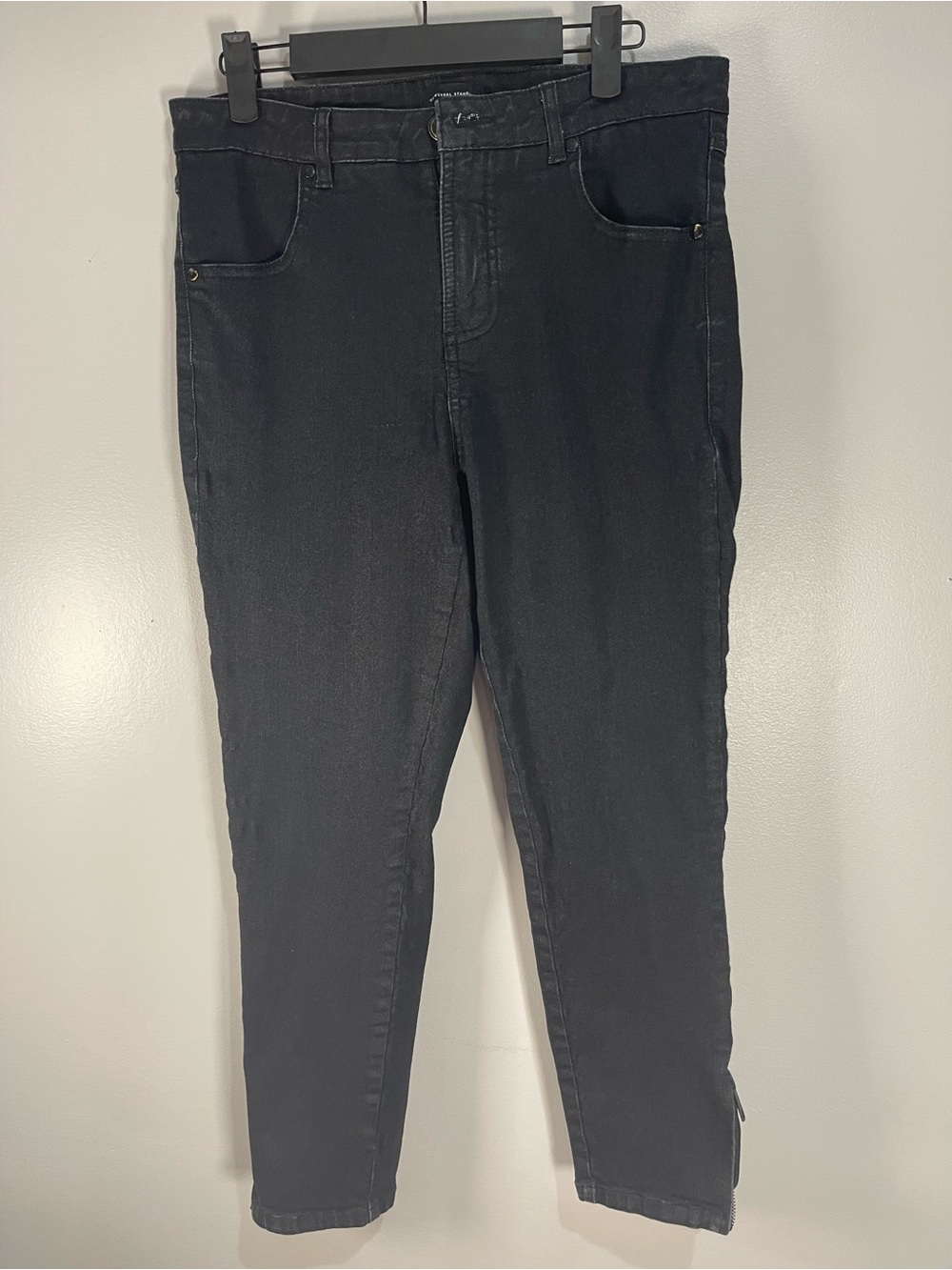 Universal Standard Black Skinny High-Rise Jeans Ankle Zip Stretch Denim Sz. 8 EU